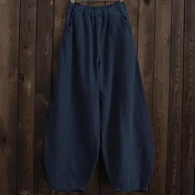 Cotton Linen Style Bloomers Wide Leg Pants