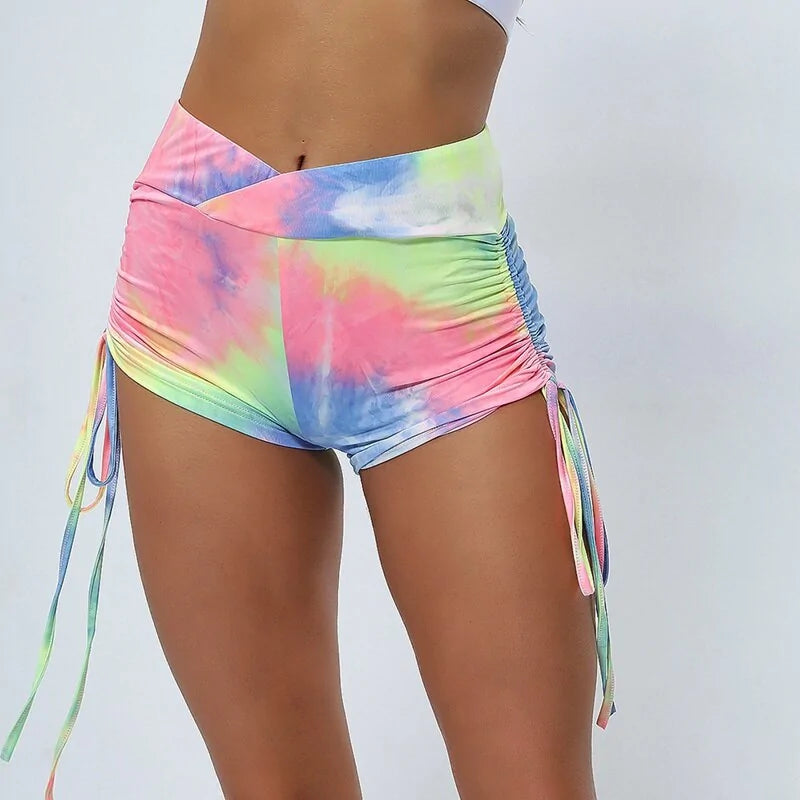 Colorful Tie-dye High-Waist Shorts