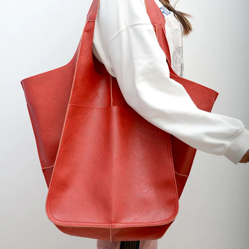 Soft Leather Large Shoulder Tote Bag