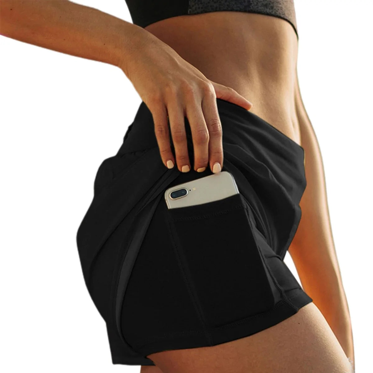 High Waist Double Layer Running Shorts