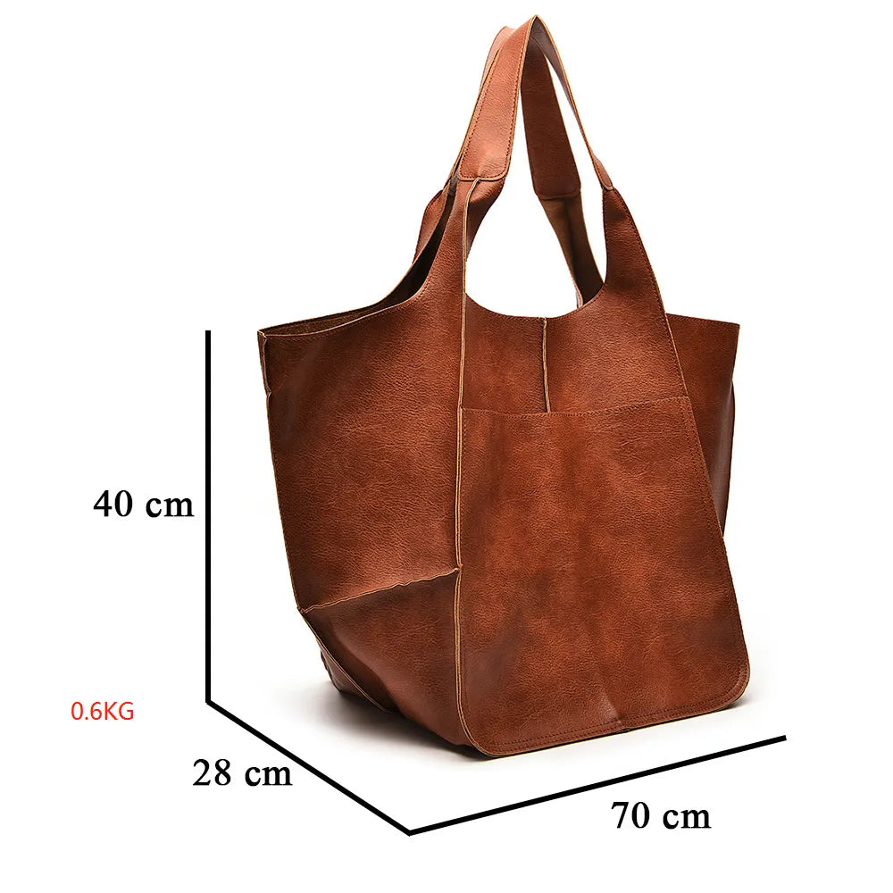 Soft Leather Large Shoulder Tote Bag